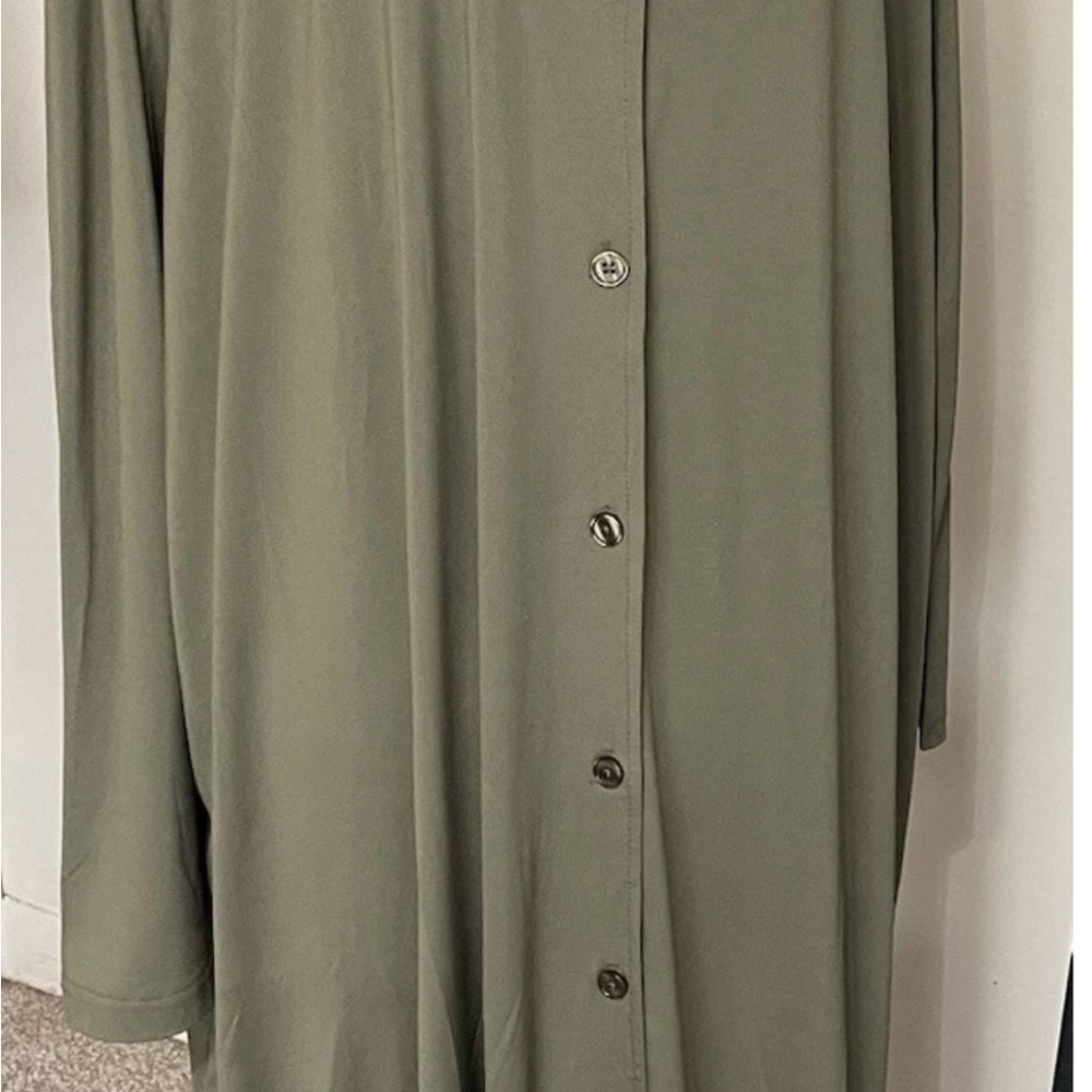 Olive Green Button-Up Shirt Dress Plus